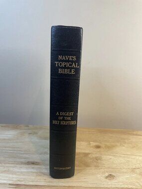 Vintage 1962 Nave’s Topical Bible KJV Black Leather Thumb Index Gold Edges